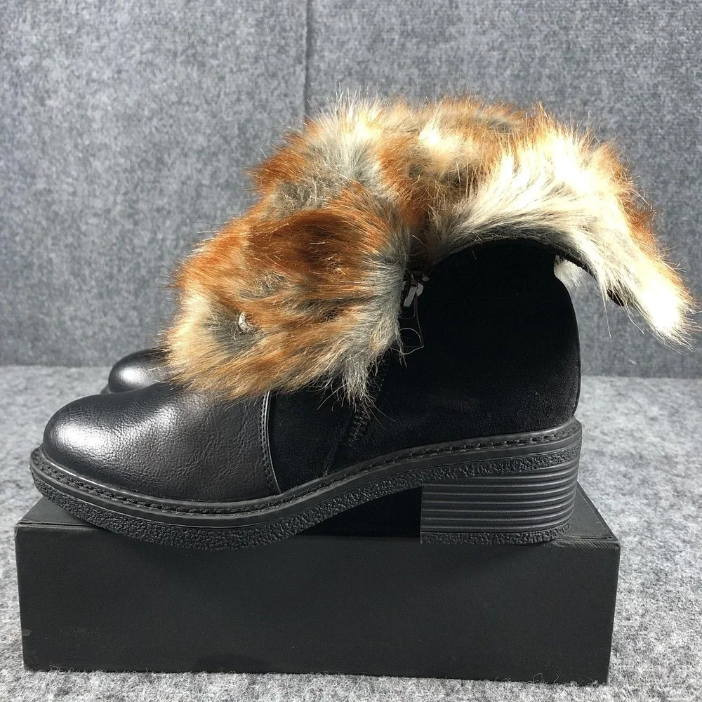 Patrizia by Spring‎ Step Boots Womens Size 6 Black Saige-B Faux Fur Ankle Zip